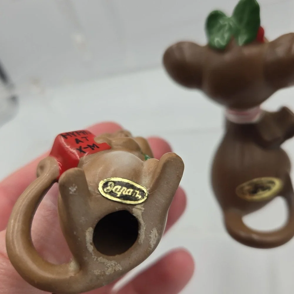 2 VTG Josef Originals Merry Christmas Caroling Mouse Village Porcelain Figurines